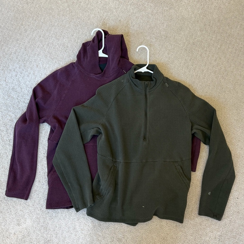 2 Men’s Lululemon At Ease Pullover Sweaters - Maroon and Green